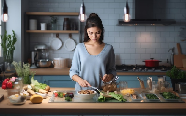 Woman cooking on a kitchen