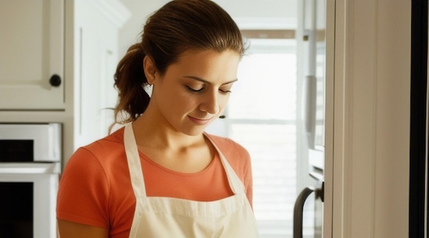 Foto donna che cucina in cucina