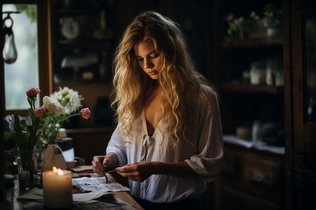 Woman cooking at kitchen