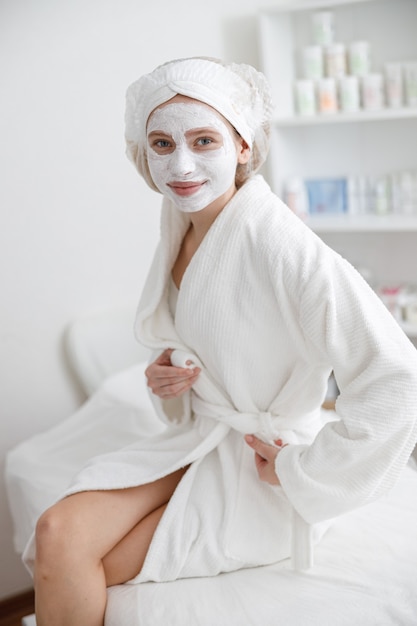 Woman in cosmetology center