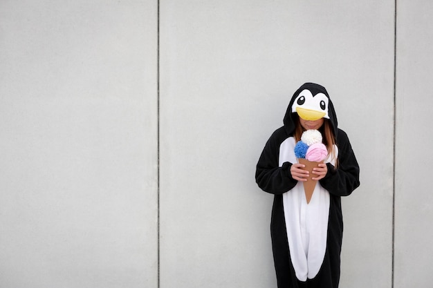 Woman in costume standing outdoors