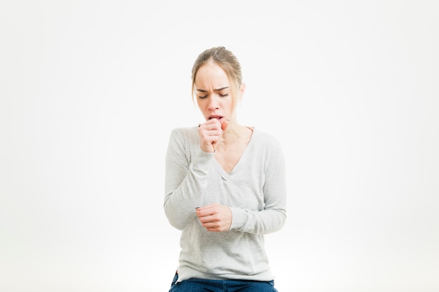 Woman coughing