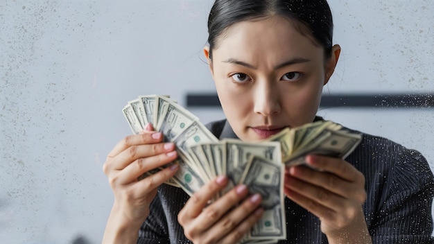 Woman counting money