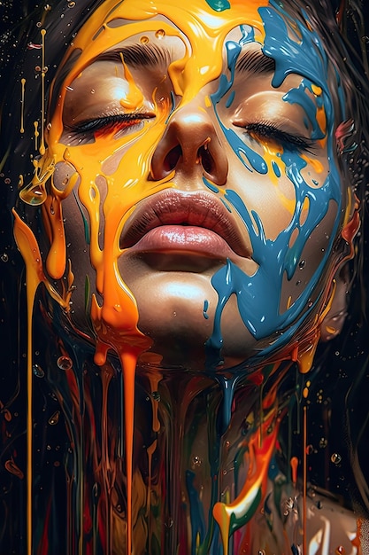 Premium AI Image | A woman covered in paint