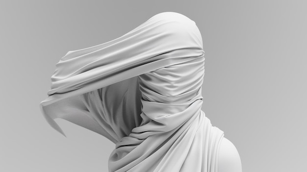 Photo woman covered with white cloth