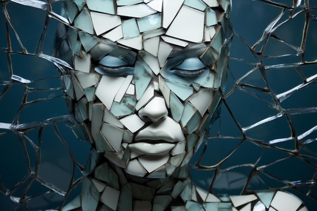 Woman cracked glass Generate Ai