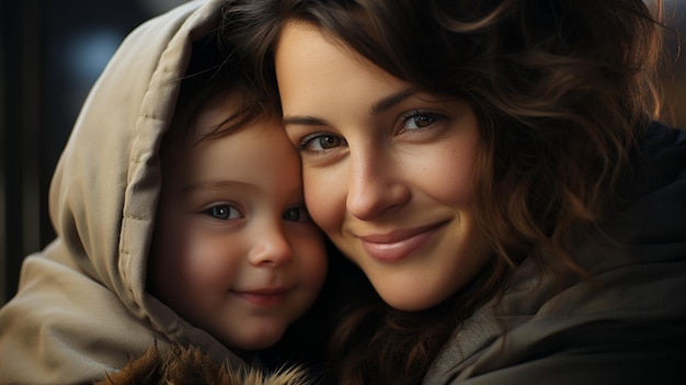 Woman cradling her son when he was born