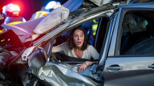 Foto la donna si e' schiantata contro l'auto.