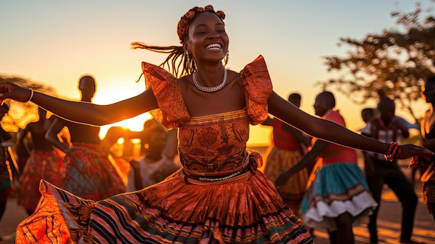 a woman dances in a colorful dress with the words " the word " on the bottom.