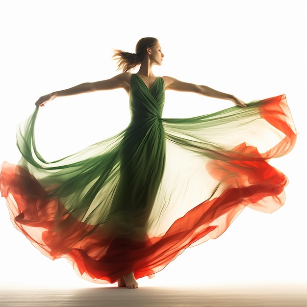 Woman Dancing in Green Dress