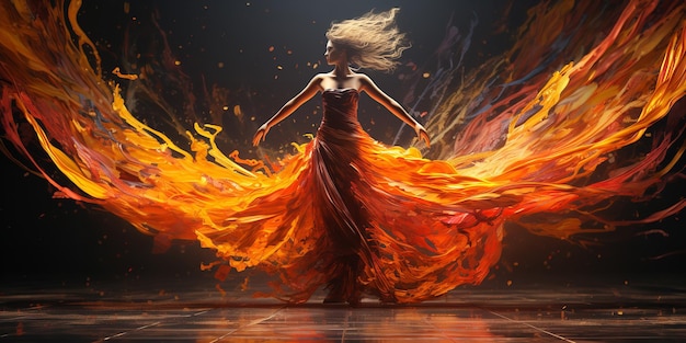 Photo woman dancing painting ai generative