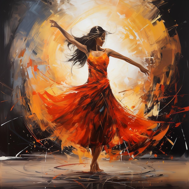 Woman dancing painting Ai Generative