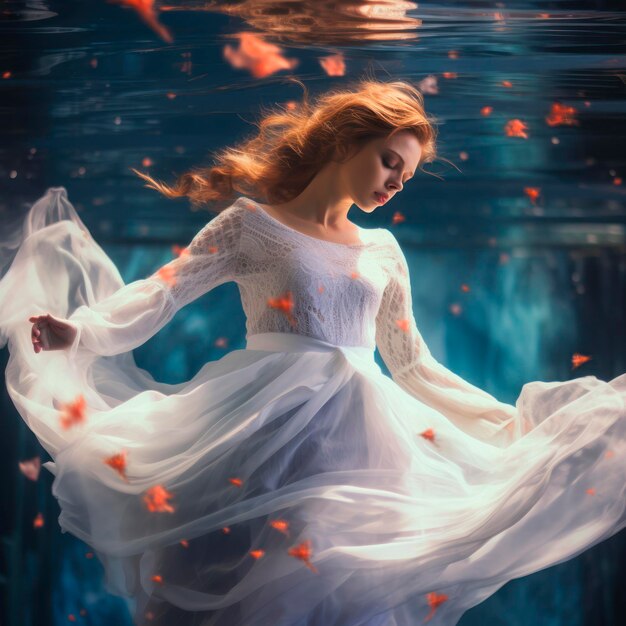 woman dancing underwater