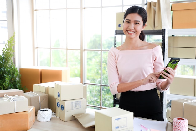 Woman at the delivery office