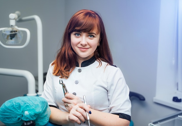 Woman dentist in her office