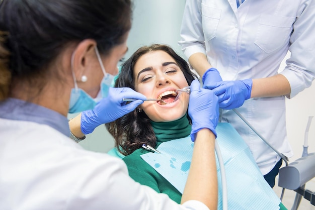 Woman at the dentist office