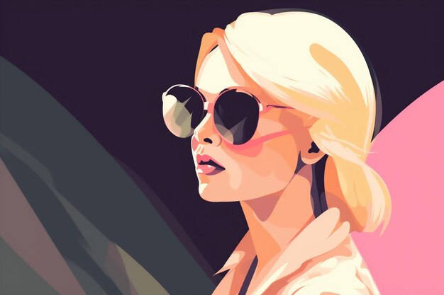 Woman design modern illustration portrait poster style glasses girl beauty fashion Generative AI