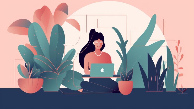 Photo woman at desk surrounded by succulent plants
