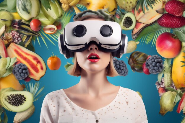 Foto occhiali di viaggio digitali per donne astratto vr design realtà futuro tecnologia virtuale ia generativa