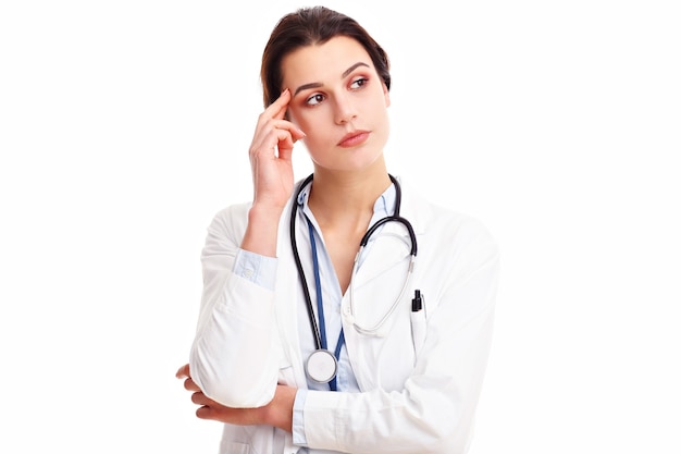 woman doctor isolated over white background