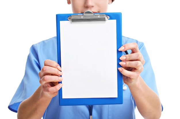 woman doctor isolated over white background