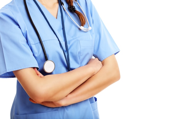 woman doctor isolated over white background