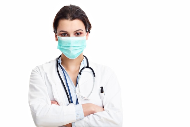 woman doctor isolated over white background