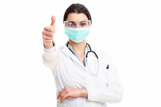 woman doctor isolated over white background