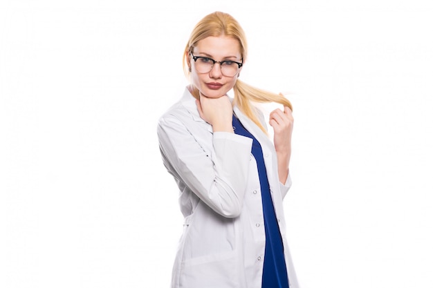 Woman doctor in white coat