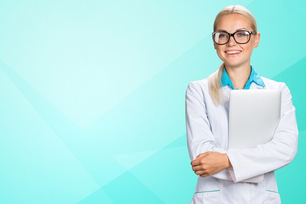 Woman doctor with laptop