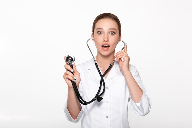 Woman doctor with stethoscope