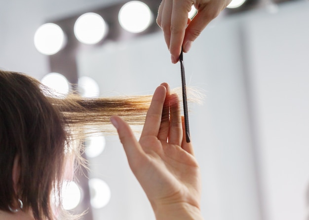 Woman does a haircut