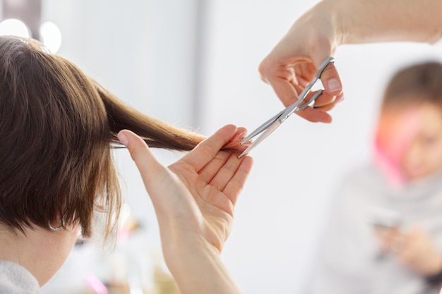 Woman does a haircut