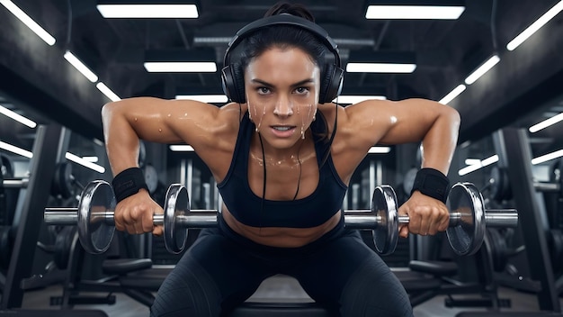 Woman doing exercises in the gym