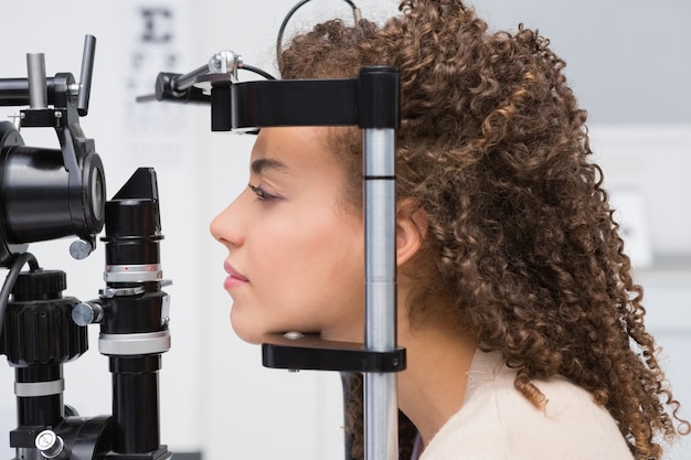 Woman doing eye test 