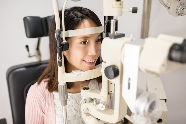 Woman doing eye test