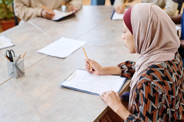 Woman doing grammar test