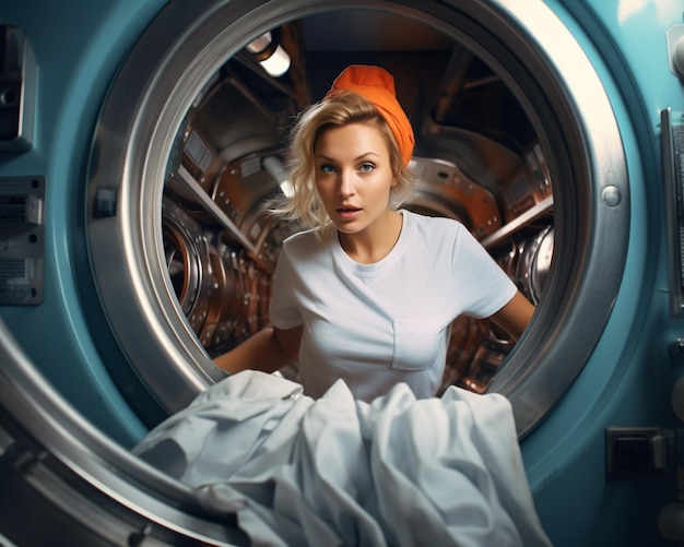 Woman doing laundry