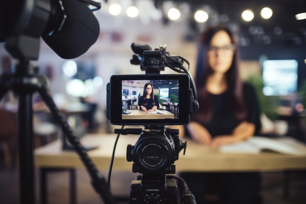 Woman doing a live broadcast shopping online concept