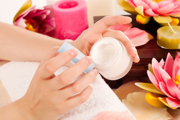 Woman doing manicure