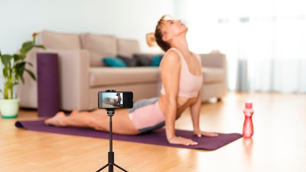 Woman doing sport at home