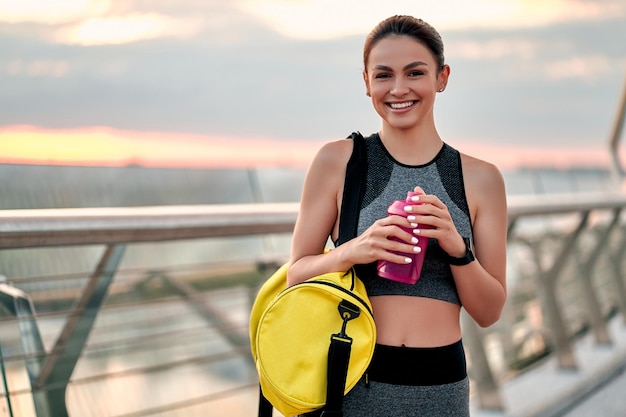 Woman doing sport on street