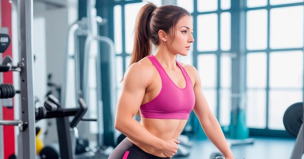 Foto donna che fa sport in palestra