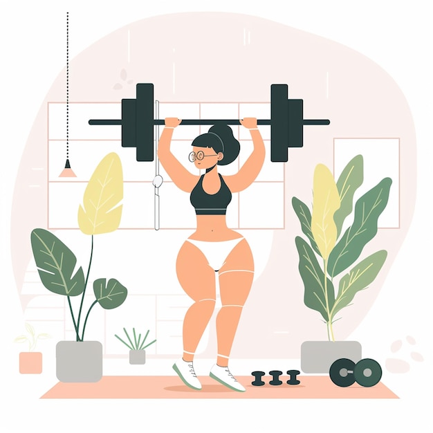 a woman doing squats with weight bar outdoor sport recreation exercise vector illustration design