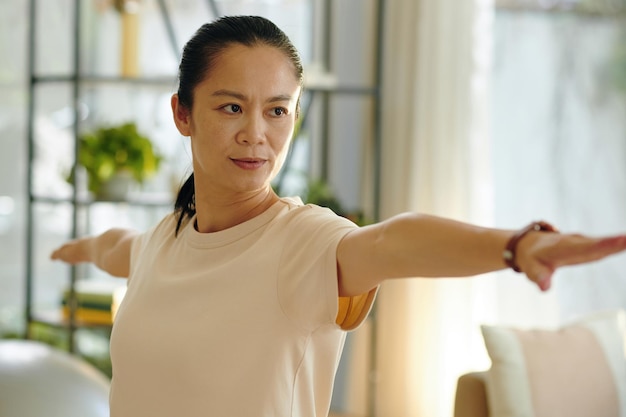 Woman doing warrior pose