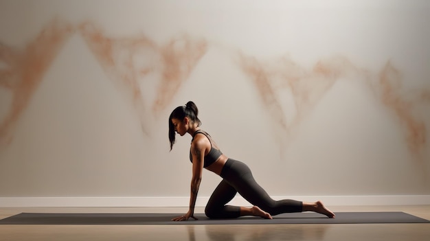 A woman doing yoga on a mat