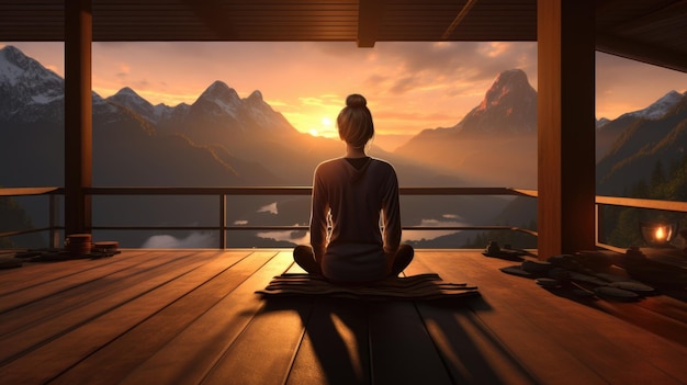 woman doing yoga and mindfulness in a dojo