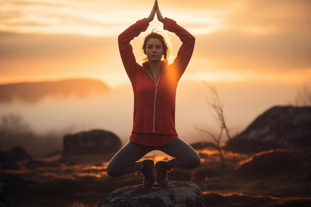 Woman doing yoga outdoors