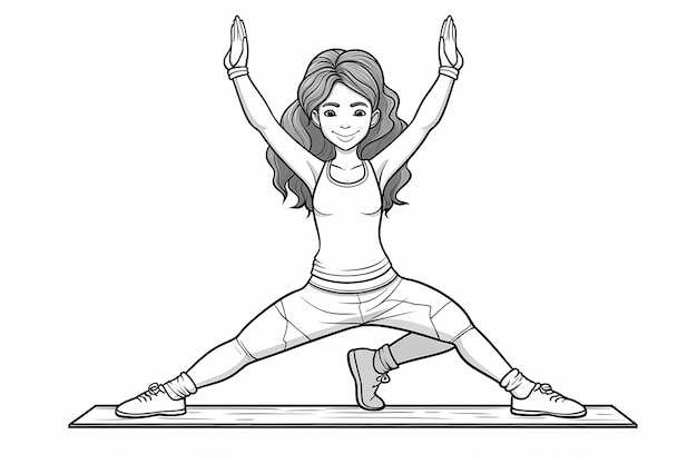 Woman doing a yoga pose with her hands up.