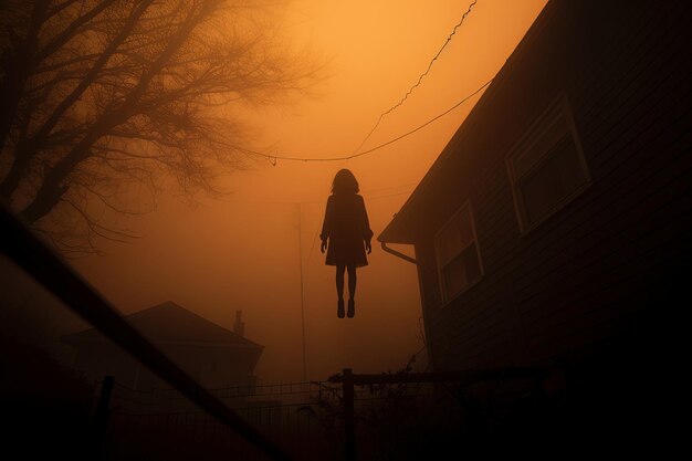 Photo a woman in a dress that is on a wire